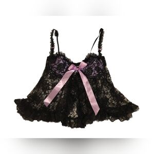 Black & Purple Lace Babydoll